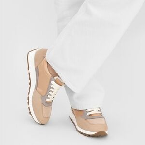Peserico 38 sneakers multimaterial leather suede nude minimal lace‎ quiet luxury